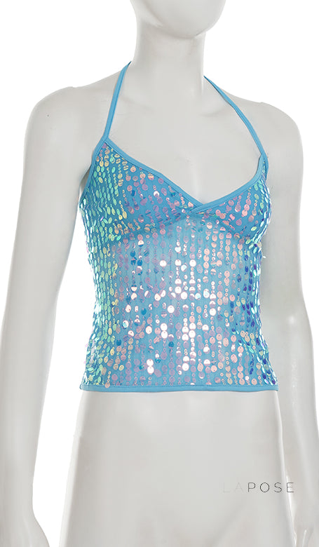 Maddalyn Sequin Strap Top [KMEX1FL6]