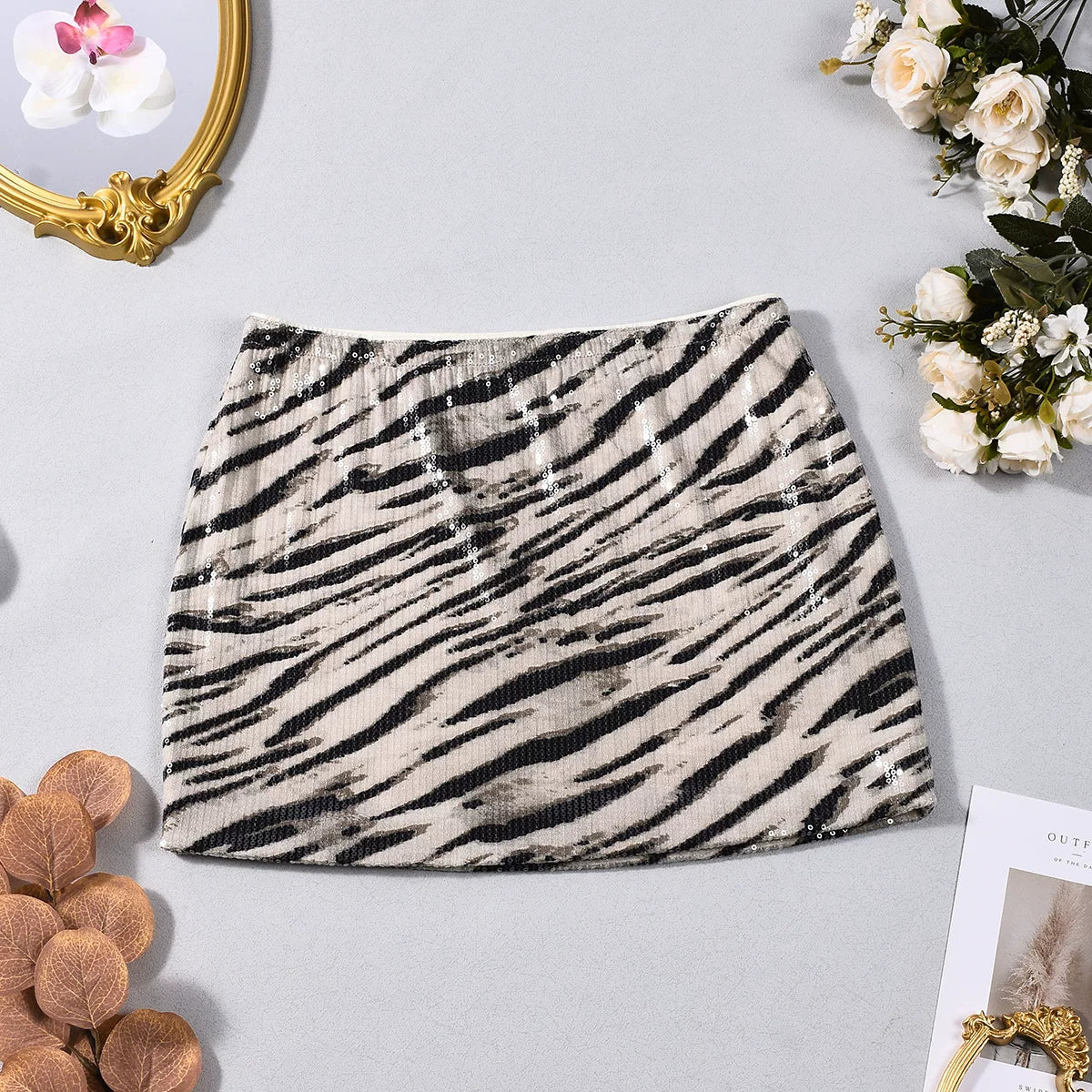 LaPose - Maddilynn Sequin Animal Mini Skirt