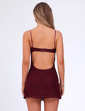 LaPose Maddisyn Diamante Mini Dress - Wine