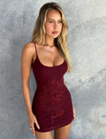 LaPose Maddisyn Diamante Mini Dress - Wine