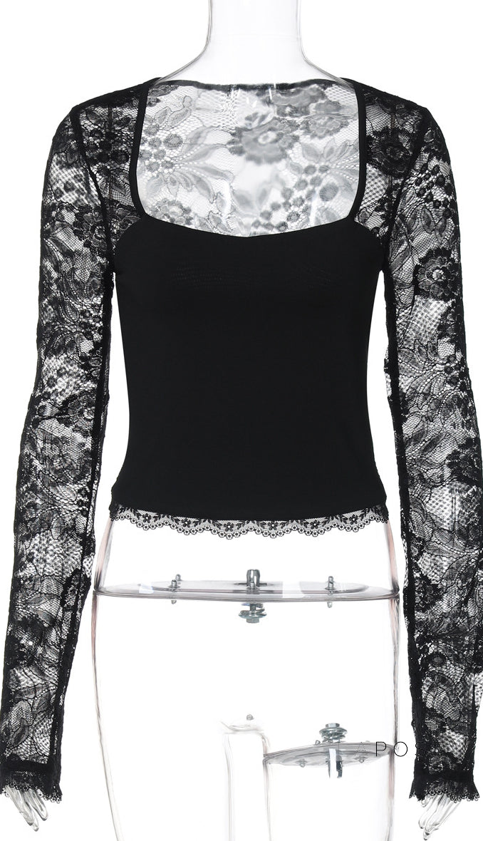 Madelyne Hollow Lace Crop Top [6VTG8WXP]