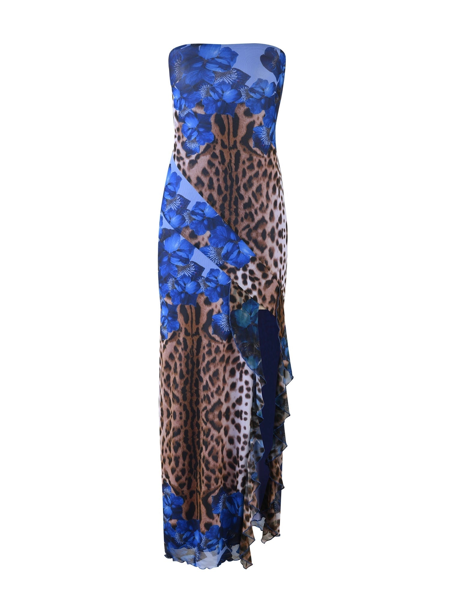 LaPose Madelyne Printed Slit Maxi Dress - Leopard