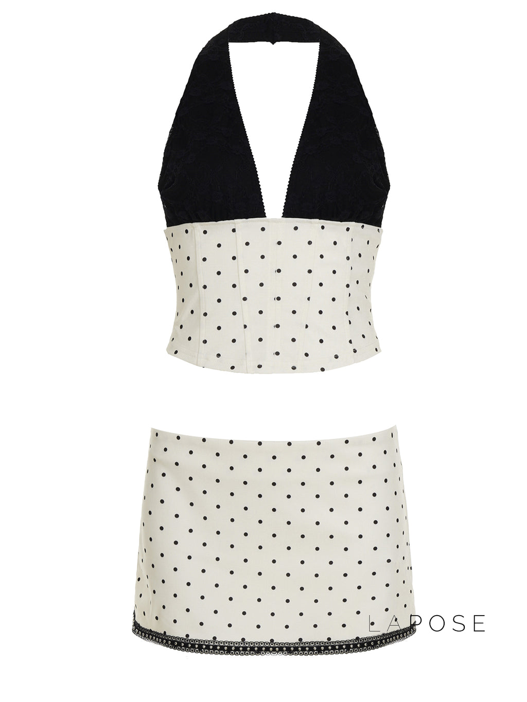 Madyson Polka Dot Halter Skirt Set [7SO8KC93]