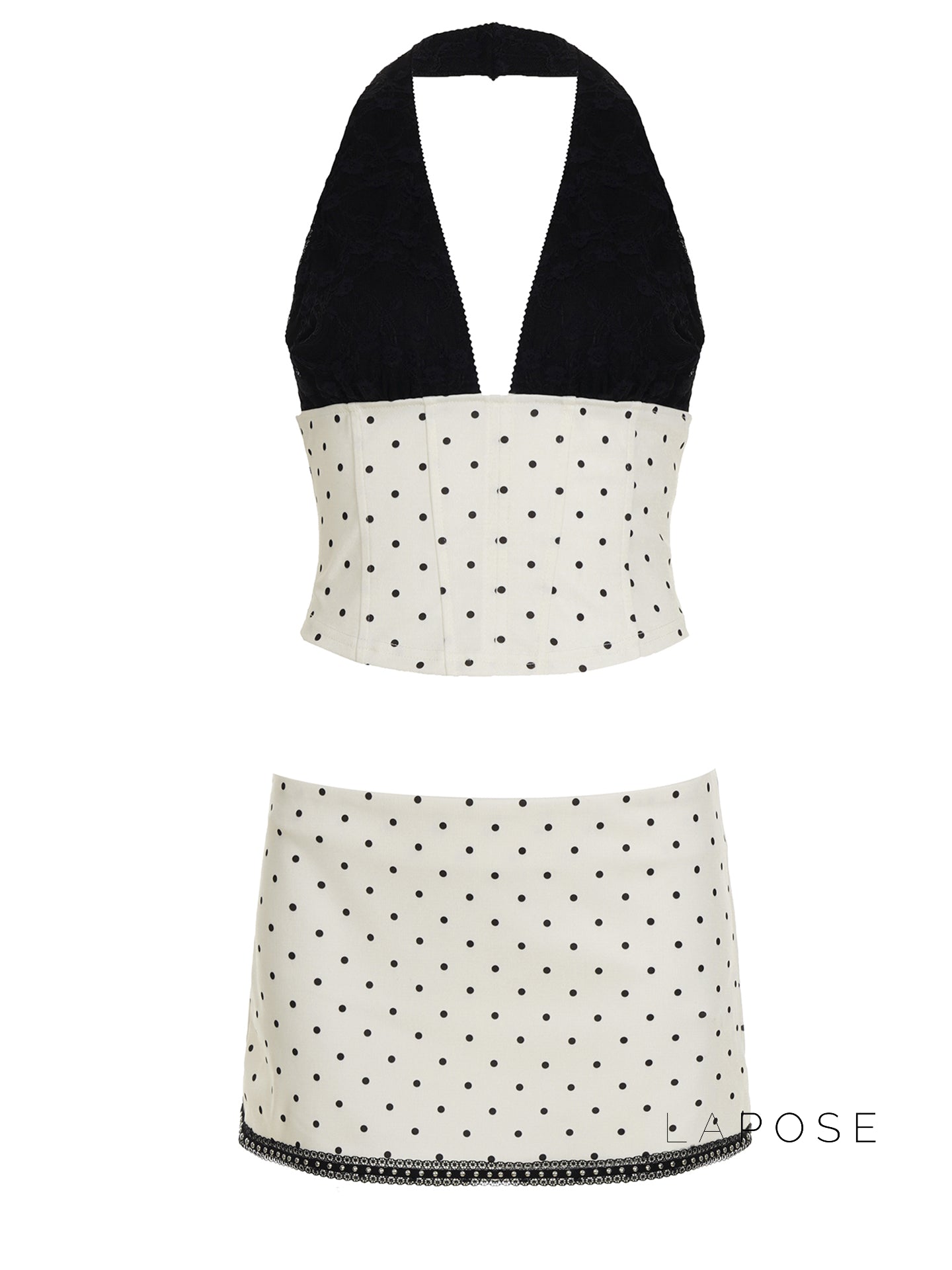 Madyson Polka Dot Halter Skirt Set [7SO8KC93]