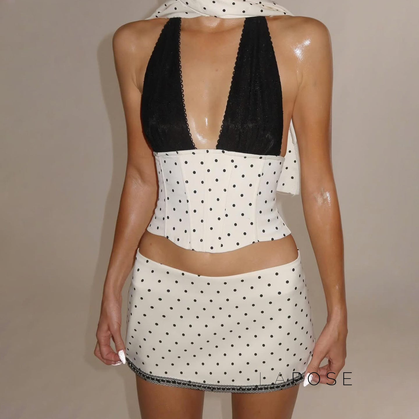 Madyson Polka Dot Halter Skirt Set [VKSVZPT2]