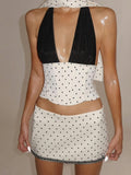 Madyson Polka Dot Halter Skirt Set [KKTEA0GU]
