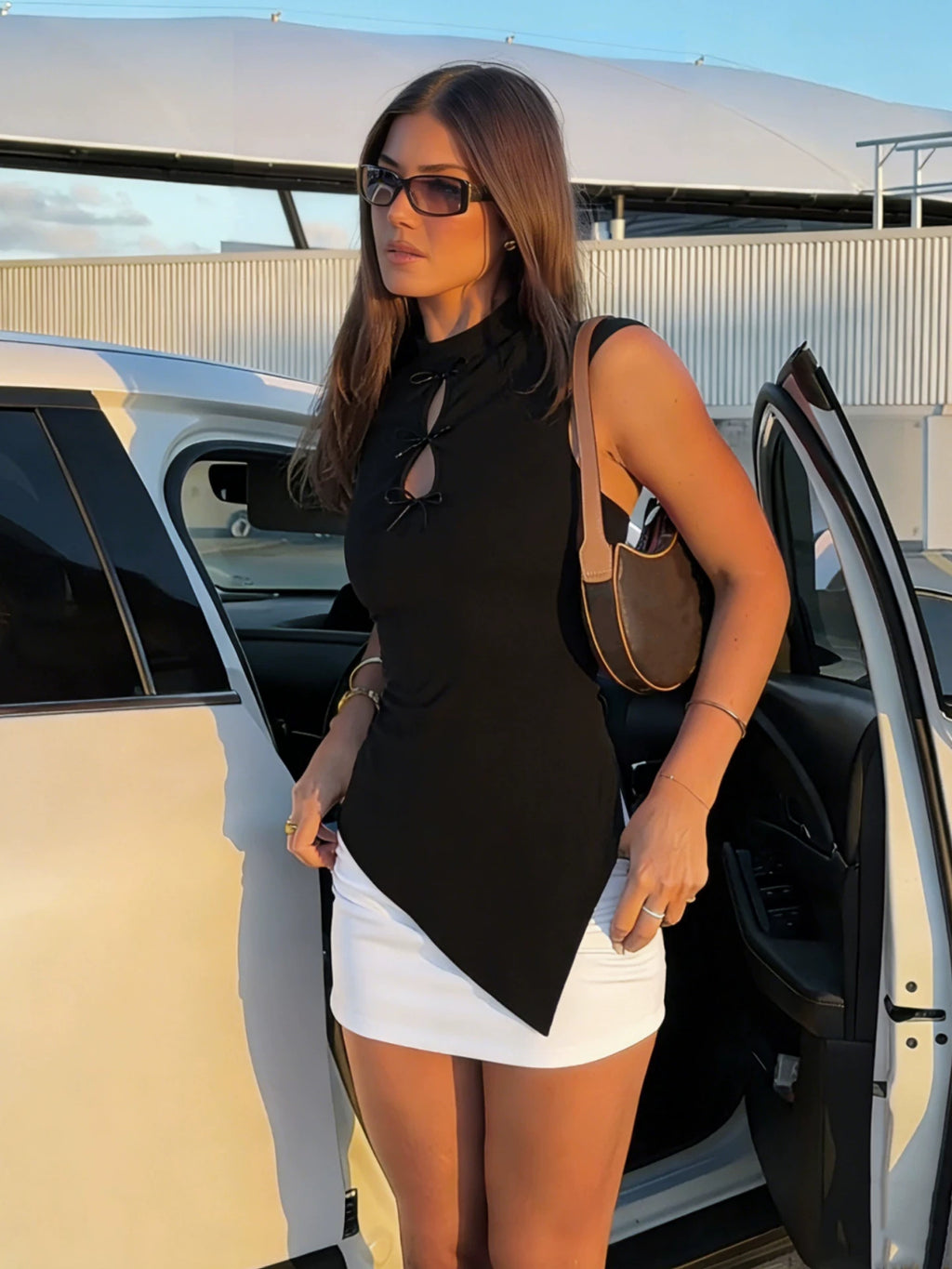 LaPose - Mae Asymmetric Bow Cut-Out Top
