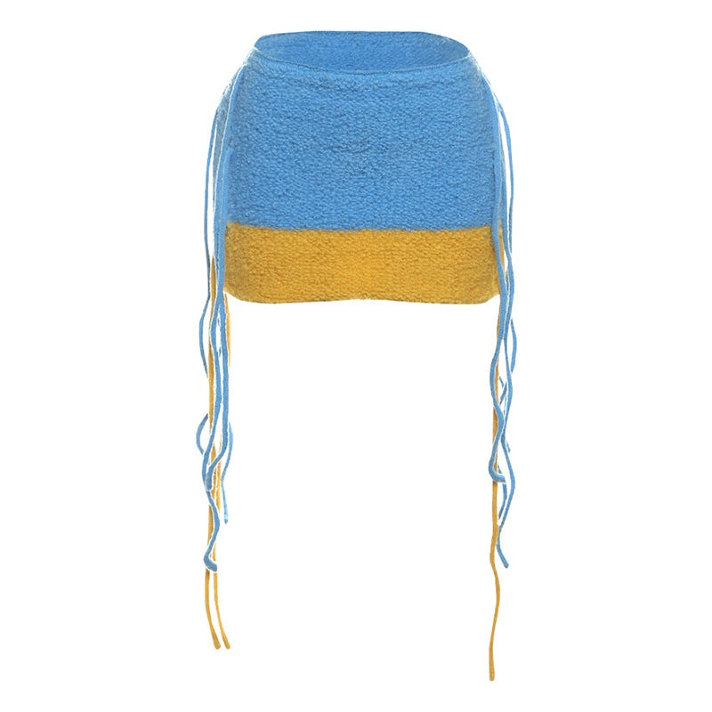Mae Tassel Knit Mini Skirt - Blue Color