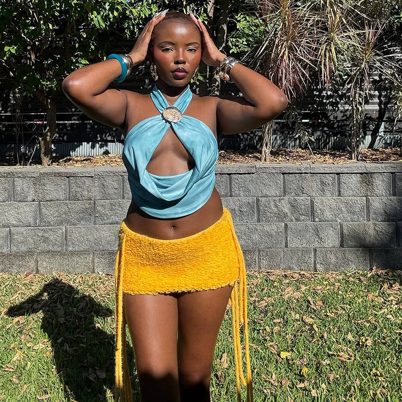 Mae Tassel Knit Mini Skirt - Custom Color Color