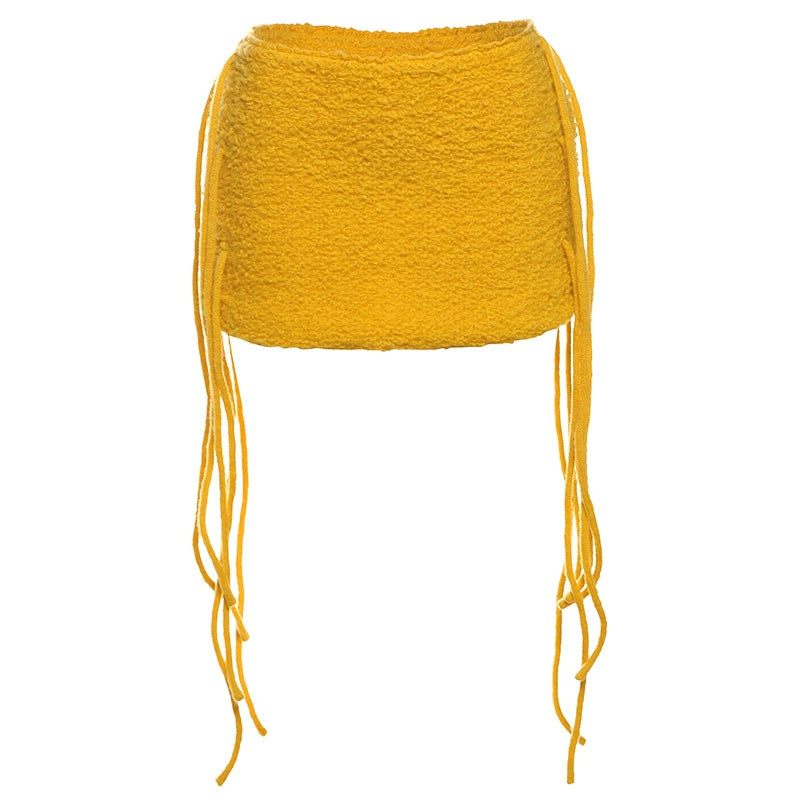 Mae Tassel Knit Mini Skirt - Yellow Color