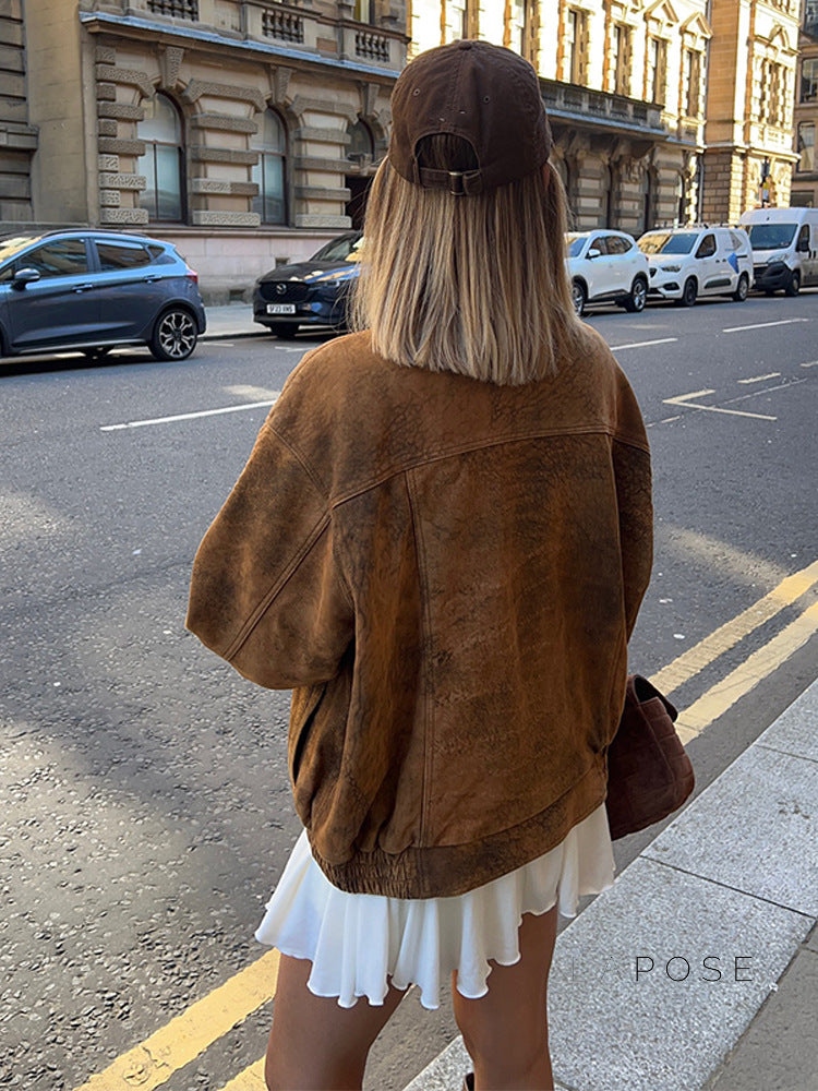 Maebry Faux Suede Cropped Jacket [D0RZWDWD]