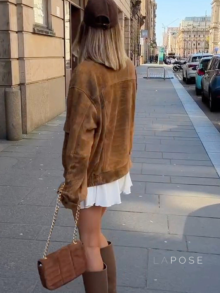 Maebry Faux Suede Cropped Jacket [EVMTEDTF]