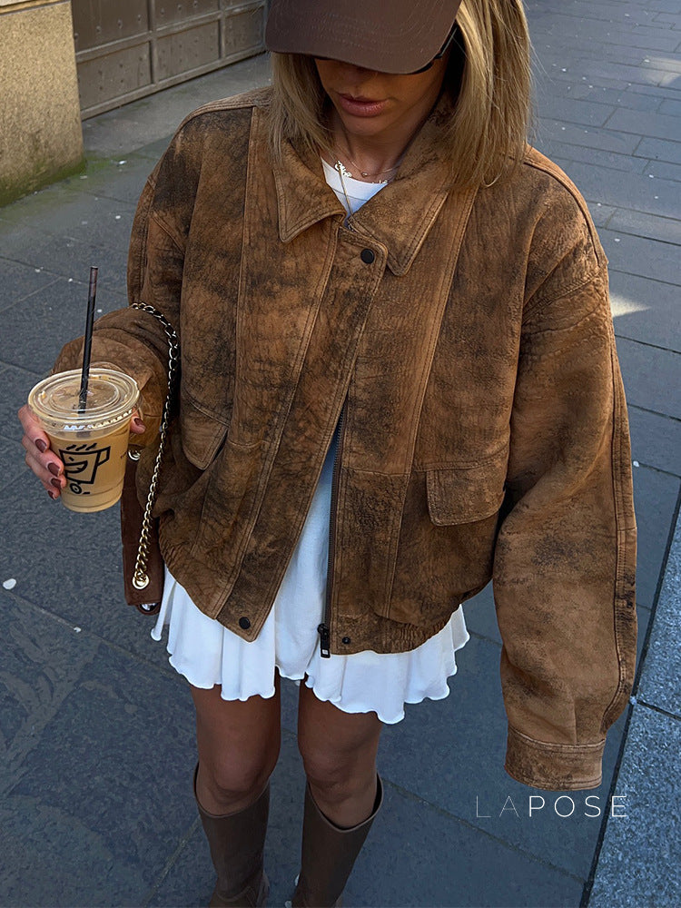 Maebry Faux Suede Cropped Jacket [CN10VZ1C]