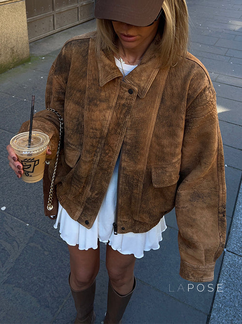 Maebry Faux Suede Cropped Jacket [CN10VZ1C]