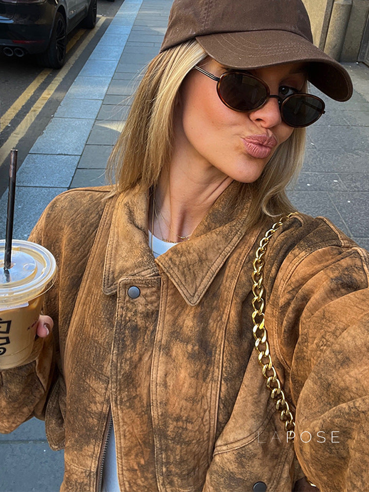 Maebry Faux Suede Cropped Jacket [QNWKK2RJ]