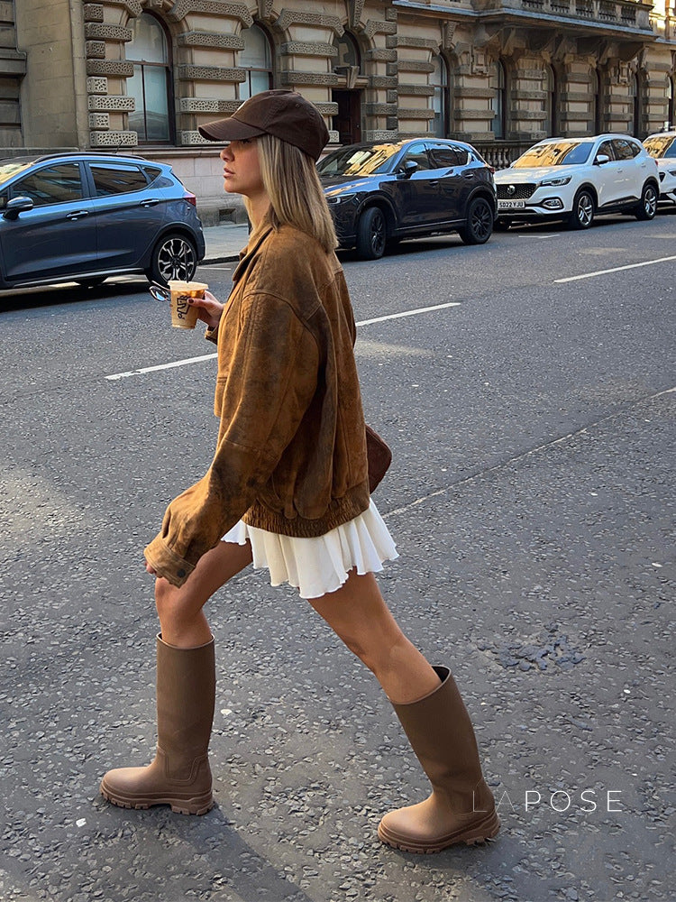 Maebry Faux Suede Cropped Jacket [QIZ3XY39]