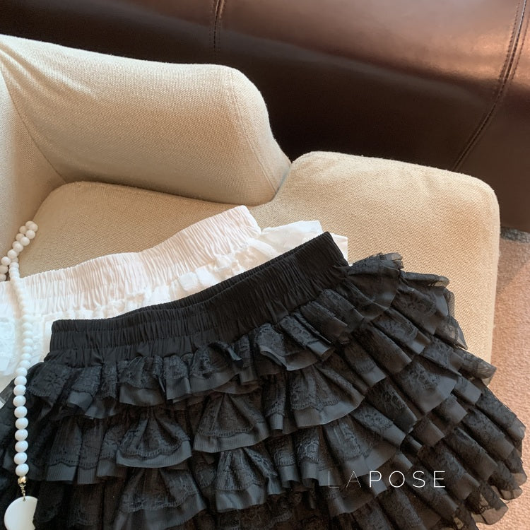 Maeleigh Lace Tiered Mini Skirt [UKWUJ2HH]