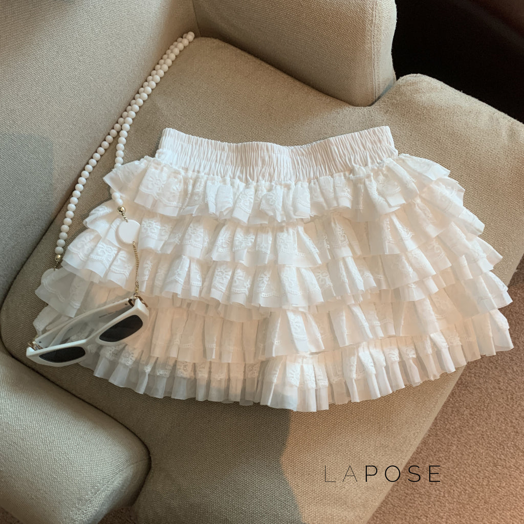 Maeleigh Lace Tiered Mini Skirt [OD0MEQAF]