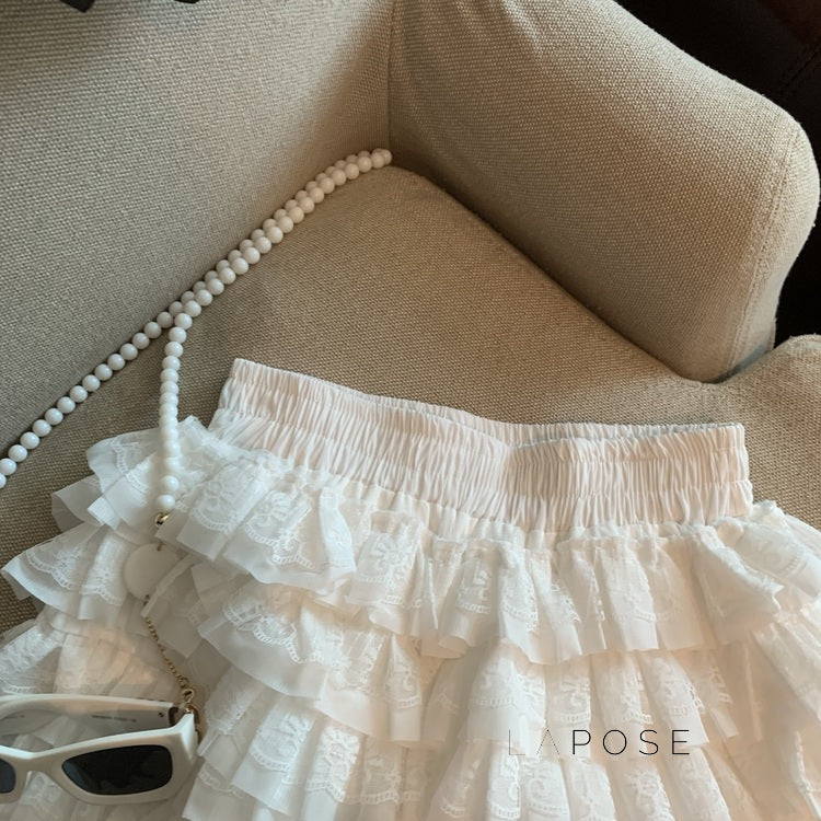 Maeleigh Lace Tiered Mini Skirt [COUN999A]
