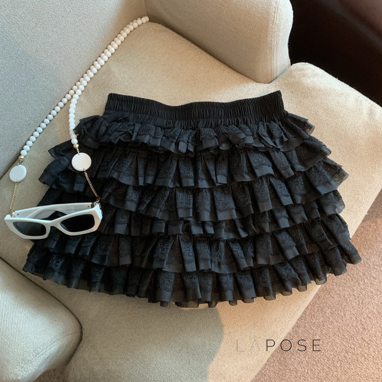 Maeleigh Lace Tiered Mini Skirt [8MXPN9GY]