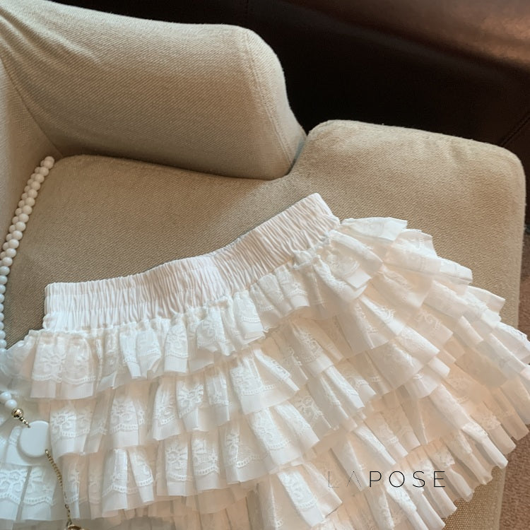 Maeleigh Lace Tiered Mini Skirt [VEFGUFVJ]