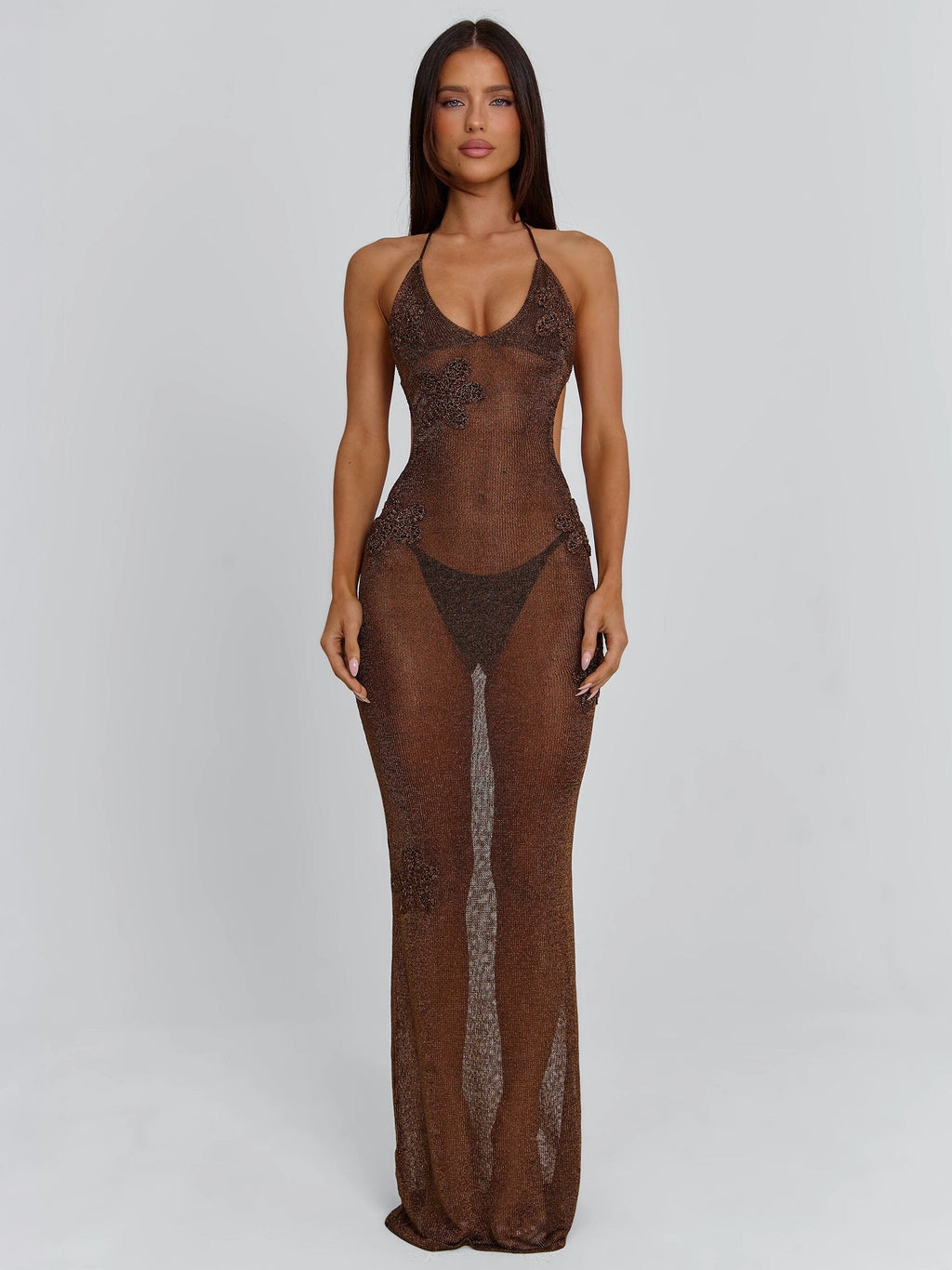 LaPose Maeva Shimmer Cut-Out Maxi Dress