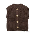 Maggie Button-Up Knit Vest [3G6GG2Z7]