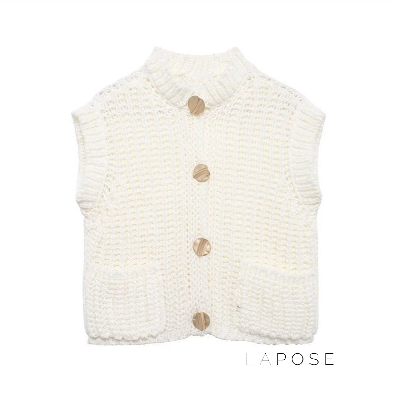 Maggie Button-Up Knit Vest [UT2Y2LKY]