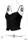 Mahina Strappy Button-Front Crop Top [WACHI8DZ]