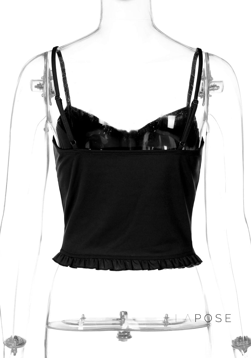 Mahina Strappy Button-Front Crop Top [JX6AI7KC]