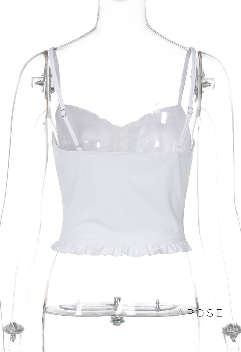 Mahina Strappy Button-Front Crop Top [6Y2WLH7X]