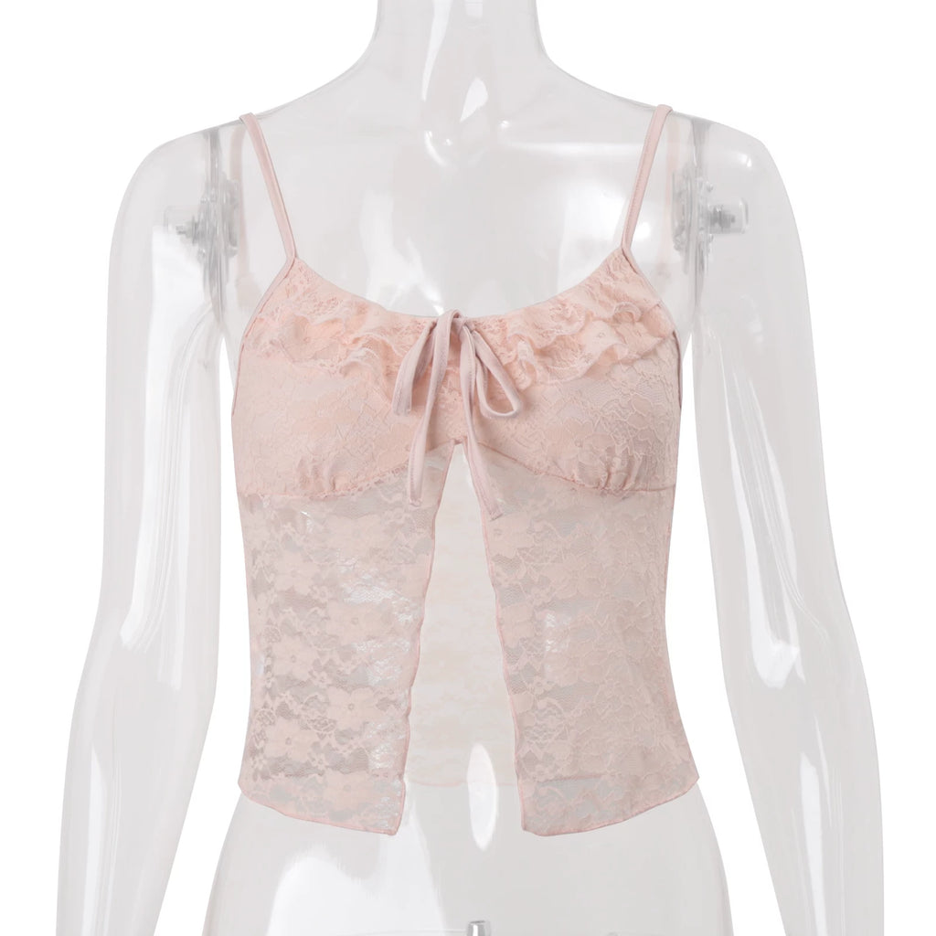 LaPose - Mahlani Lace Ruffle Tie Camisole