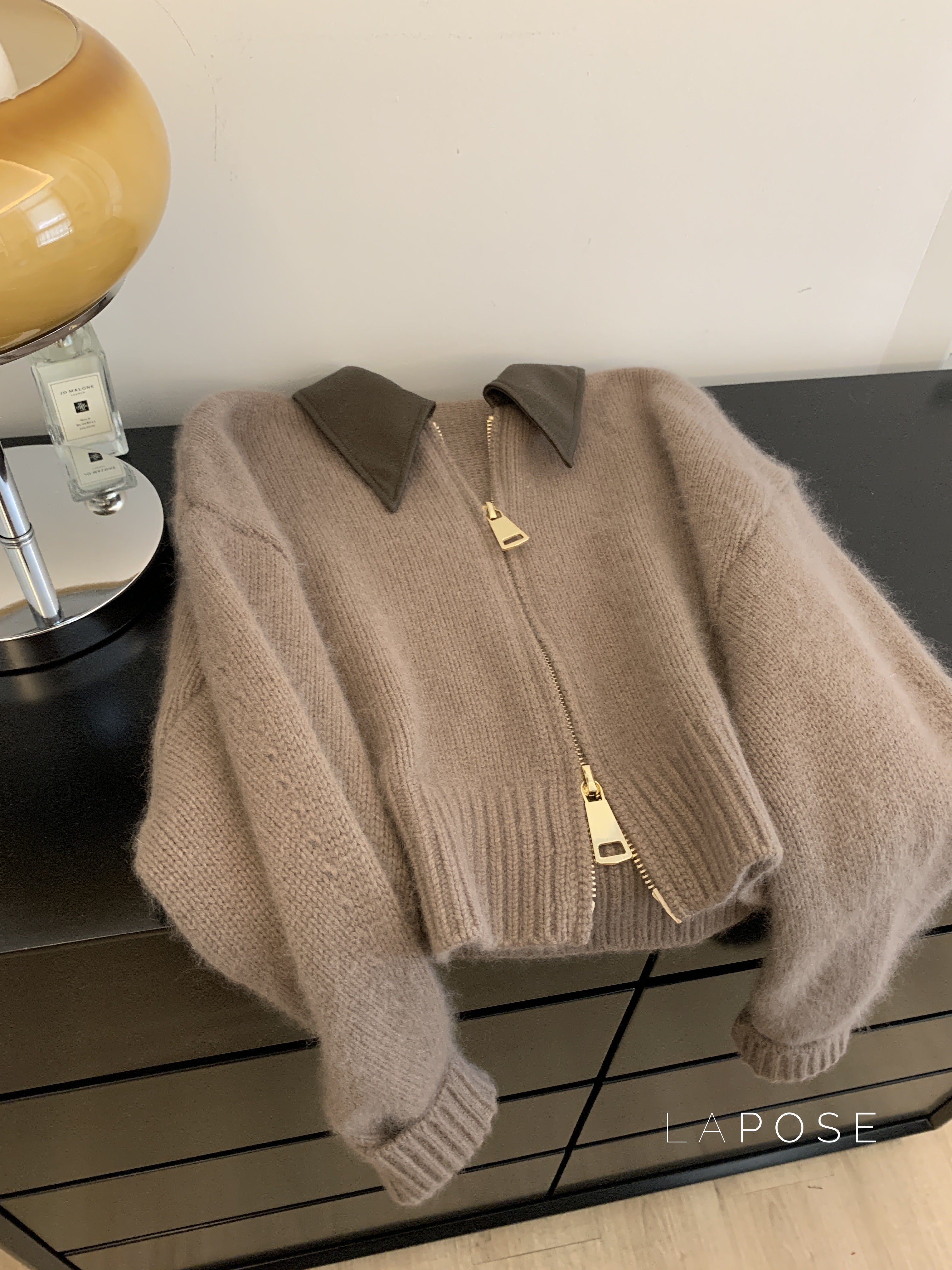 Mahogany Polo Knit Cardigan [BBFNBNKW]