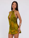 LaPose Maira Watercolor Halter Mini Dress