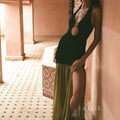 Mairead Spliced Split-Neck Maxi Dress [ICMEIWJD]