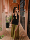 Mairead Spliced Split-Neck Maxi Dress [6CYHYY9A]