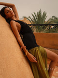 Mairead Spliced Split-Neck Maxi Dress [VING89UW]