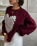 Makenzie Loose Heart Pullover Sweater [MWXYEULB]