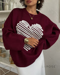 Makenzie Loose Heart Pullover Sweater [B6R4IZQF]
