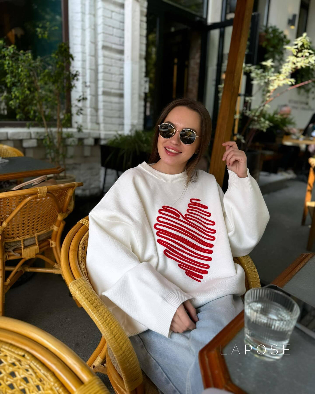 Makenzie Loose Heart Pullover Sweater [Z0M1K5YH]
