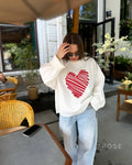 Makenzie Loose Heart Pullover Sweater [X1NCGD0Q]