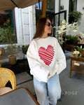 Makenzie Loose Heart Pullover Sweater [0O7QN80Q]