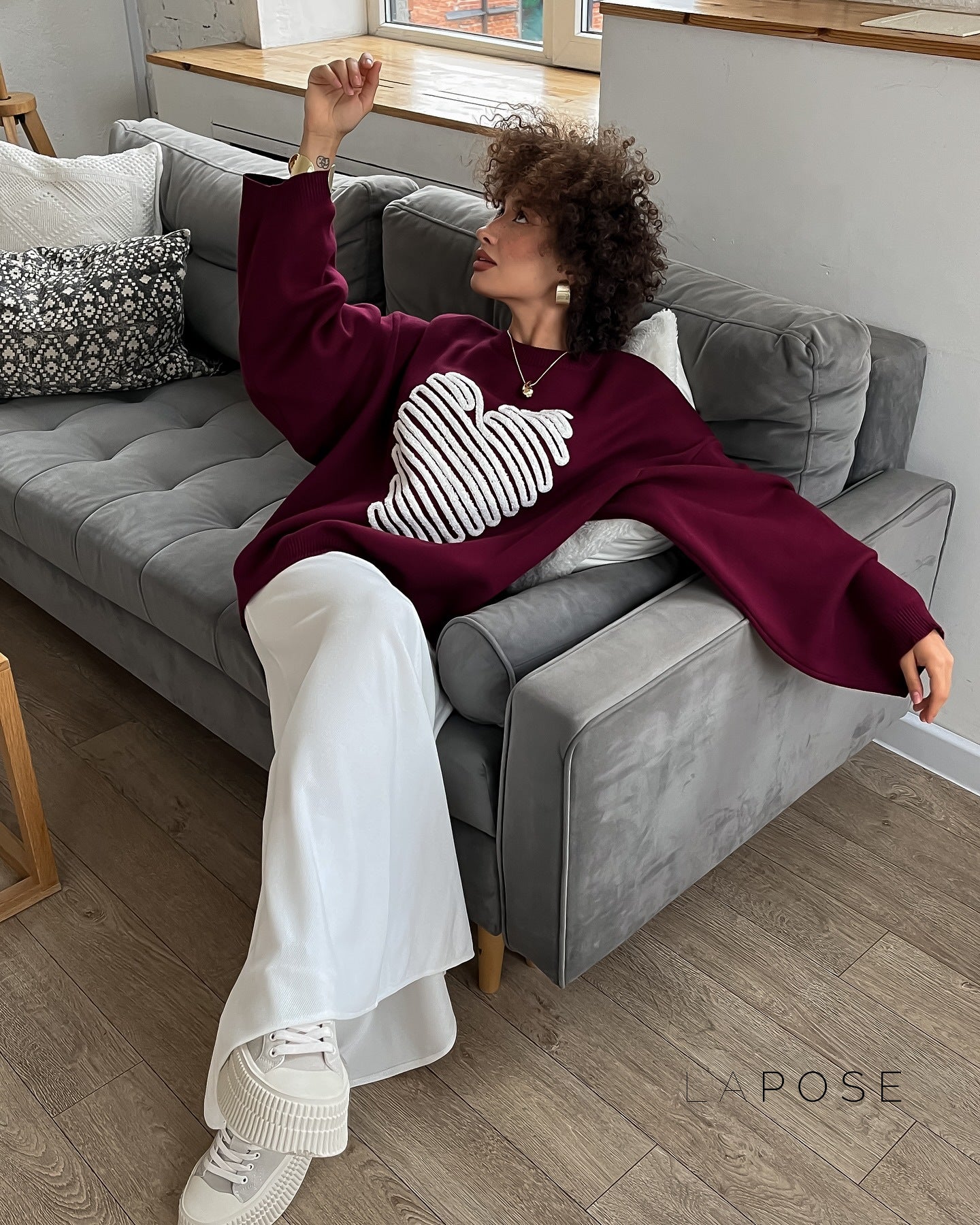Makenzie Loose Heart Pullover Sweater [W7WYN2YF]