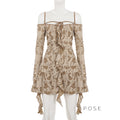 Malayshia Distressed Off-Shoulder Mini Dress [08WC77C9]