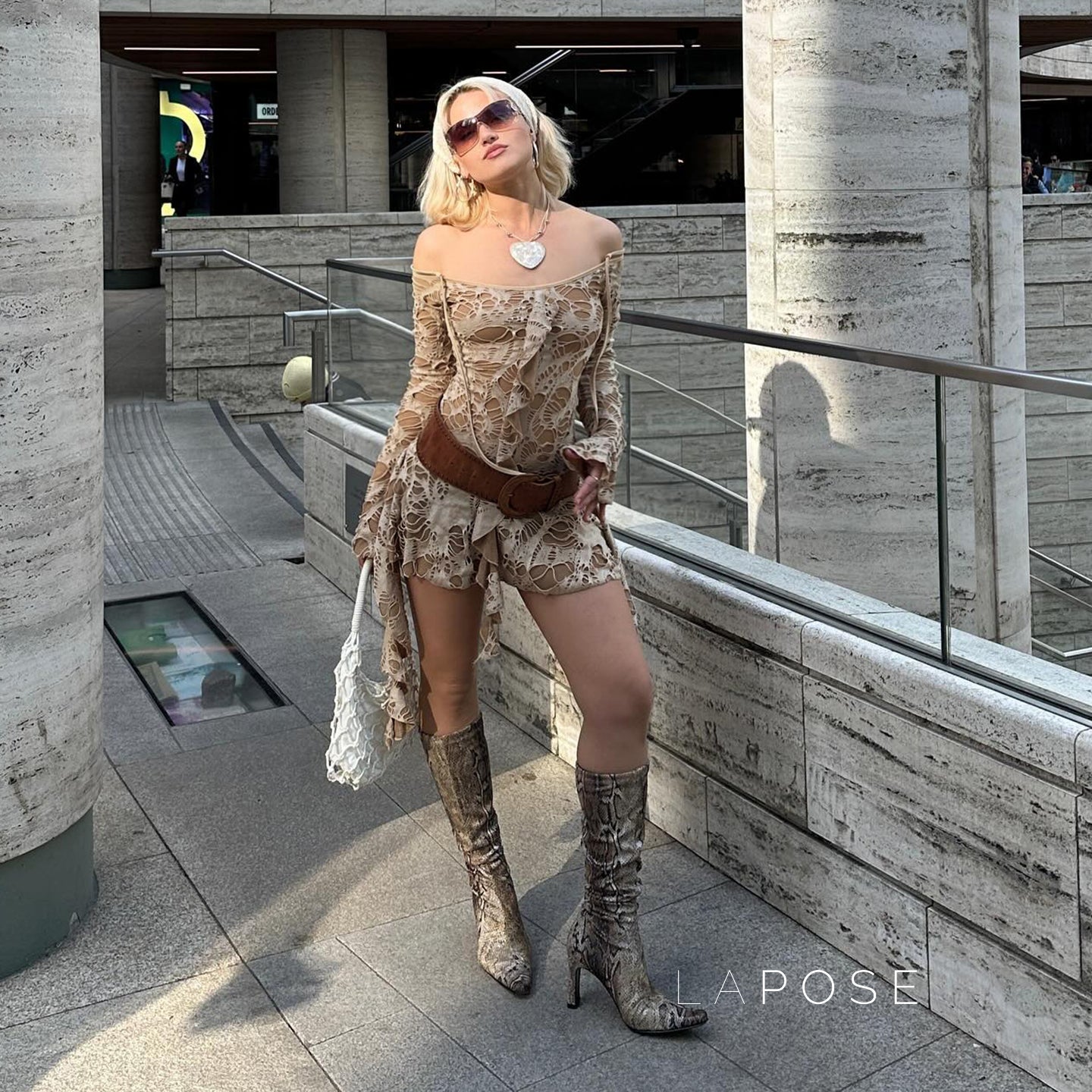 Malayshia Distressed Off-Shoulder Mini Dress [1S8D02AL]