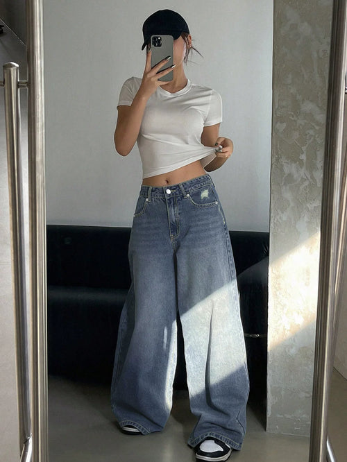 LaPose - Maleena Wide Leg Puddle Jeans