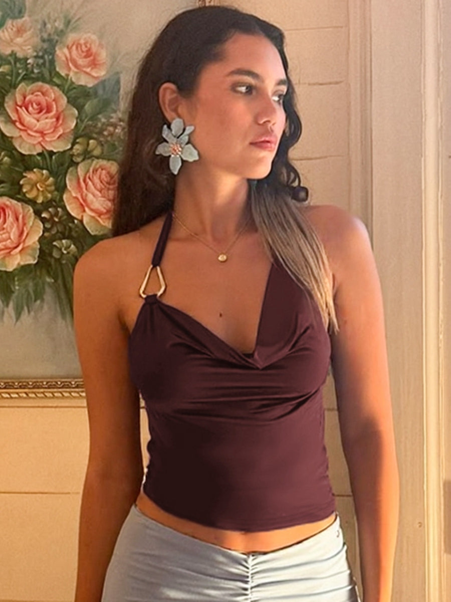 Maliyah Asymmetric Halter Crop Top [E3B86FQ9]