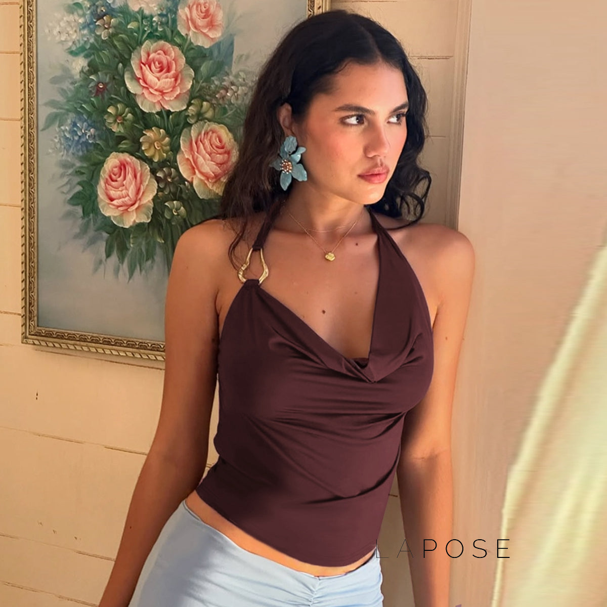 Maliyah Asymmetric Halter Crop Top [DBUPP0LX]