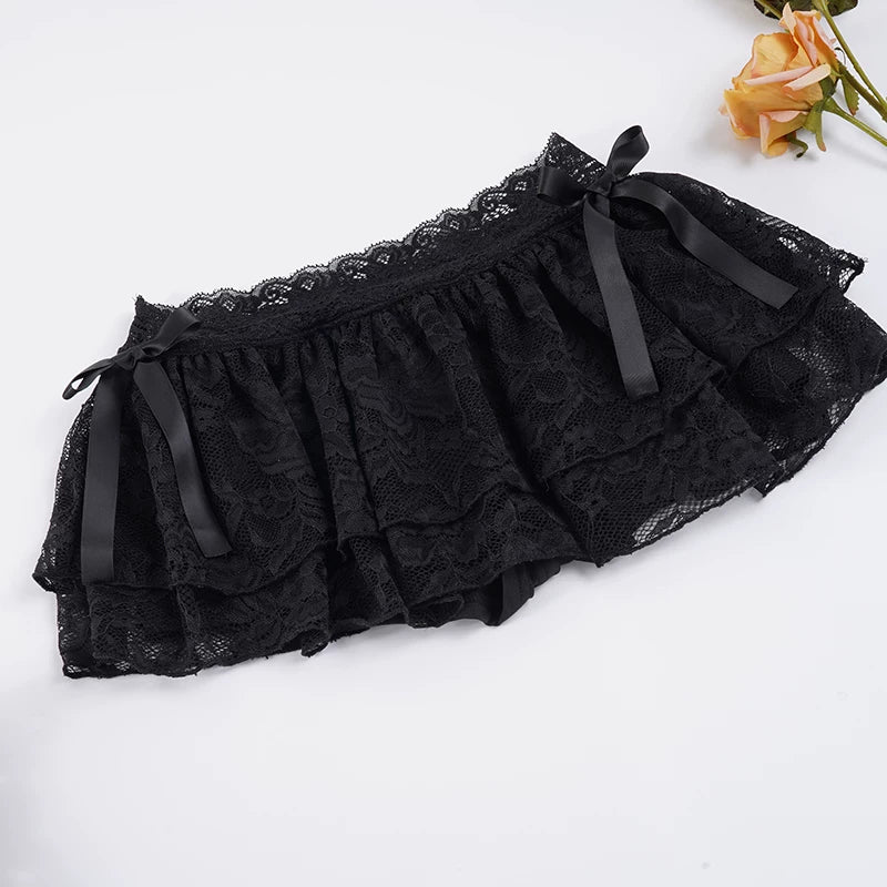 LaPose - Marci Tiered Lace Mini Skirt