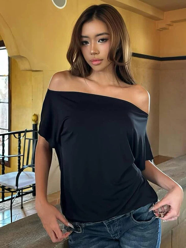 Marcia Backless Off-Shoulder Top - Black Color